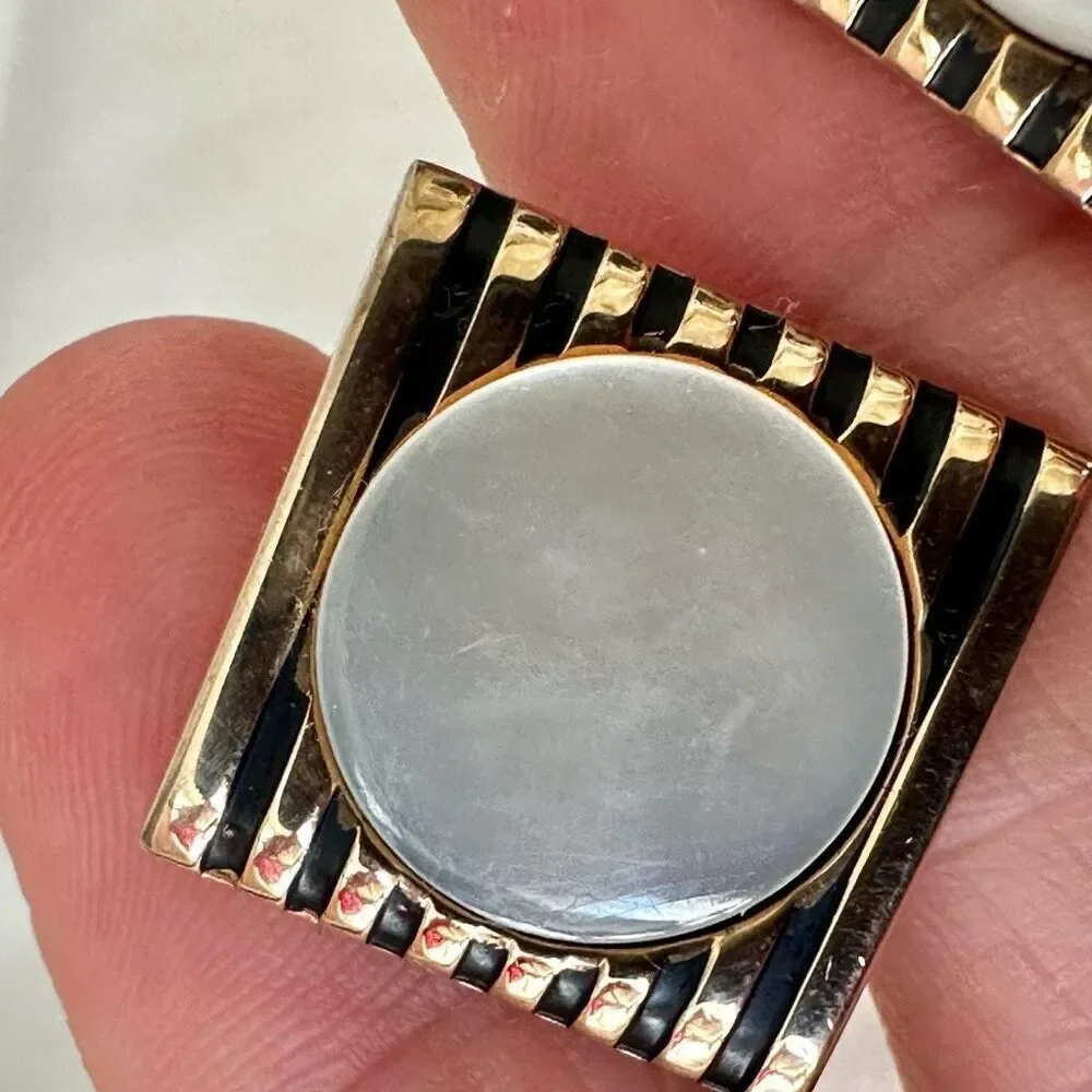 Swank gold tone and abalone square vintage cufflinks